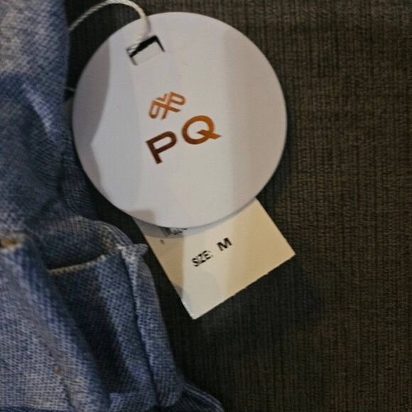 PQ Swim women denim Belted Alex Crossover Halter One Piece Swimsuit Size Medium - Picture 6 of 11